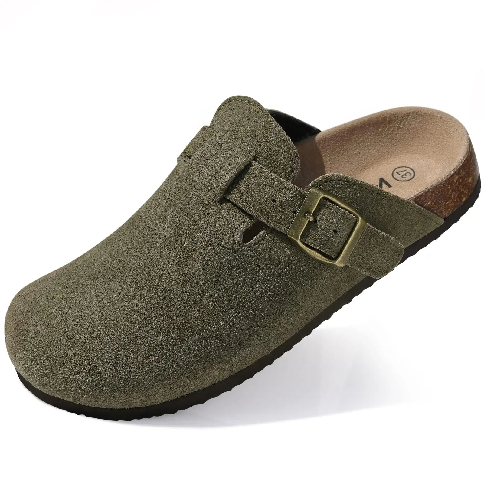 Asgard Women Men Suede Leather Clogs Slippers Fashion Unisex Cork Footbed Sandals Outdoor Antiskid Mules Shoes with Arch Support