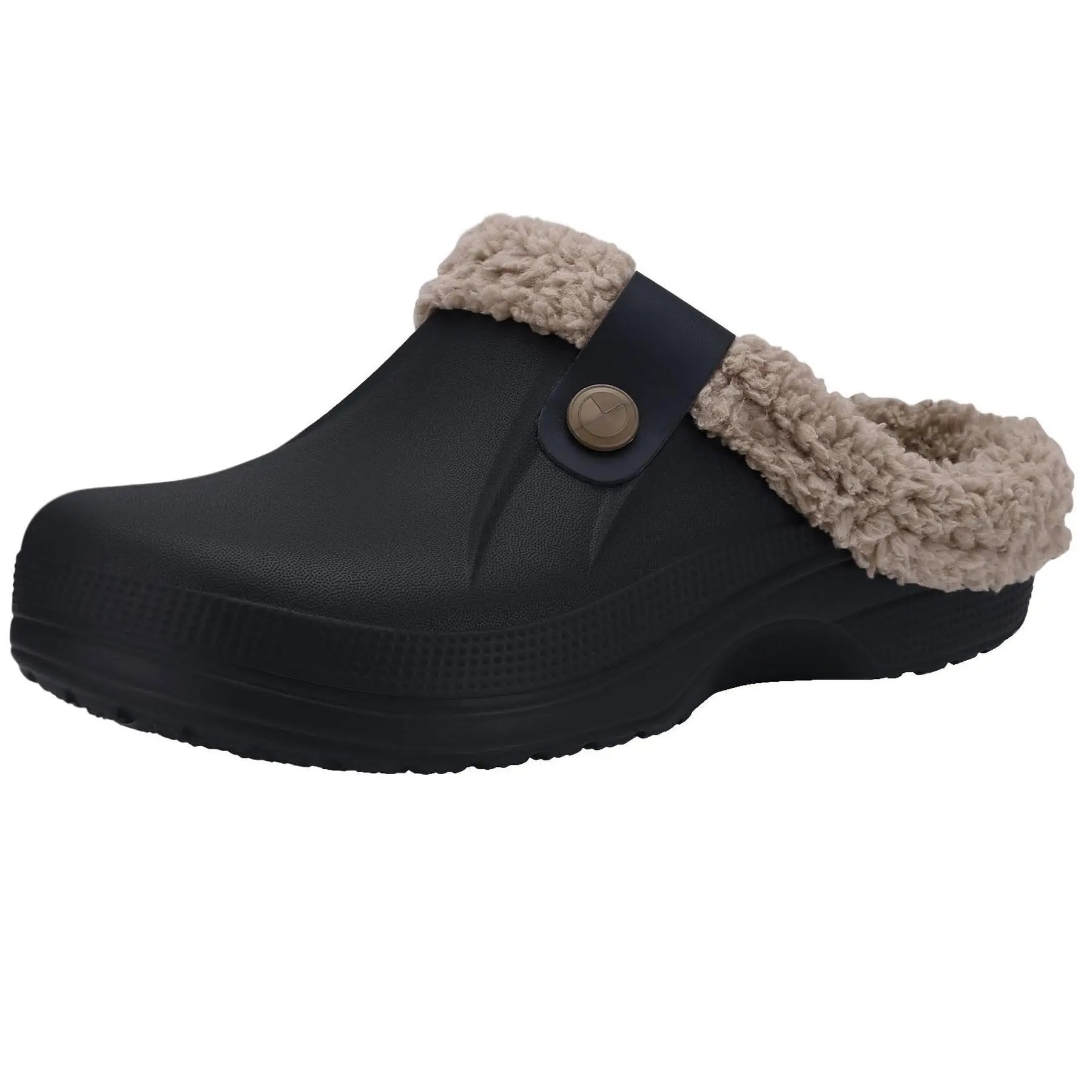 Eyriphy Classic Fur Lined Clogs For Women Waterproof Winter Fuzzy Slippers Mens Cotton Shoes For Indoor And Outdoor Rubber Soles