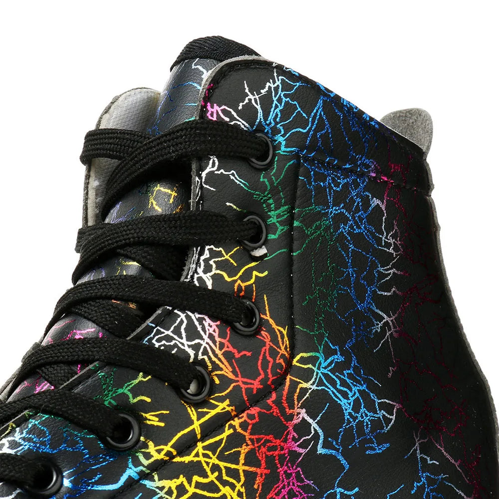 Unisex Roller Skates PU Leather Roller Skates Skating Shoes Zebra Printed Roller Skates Quad Skates Sneakers Flash Wheel Shoes