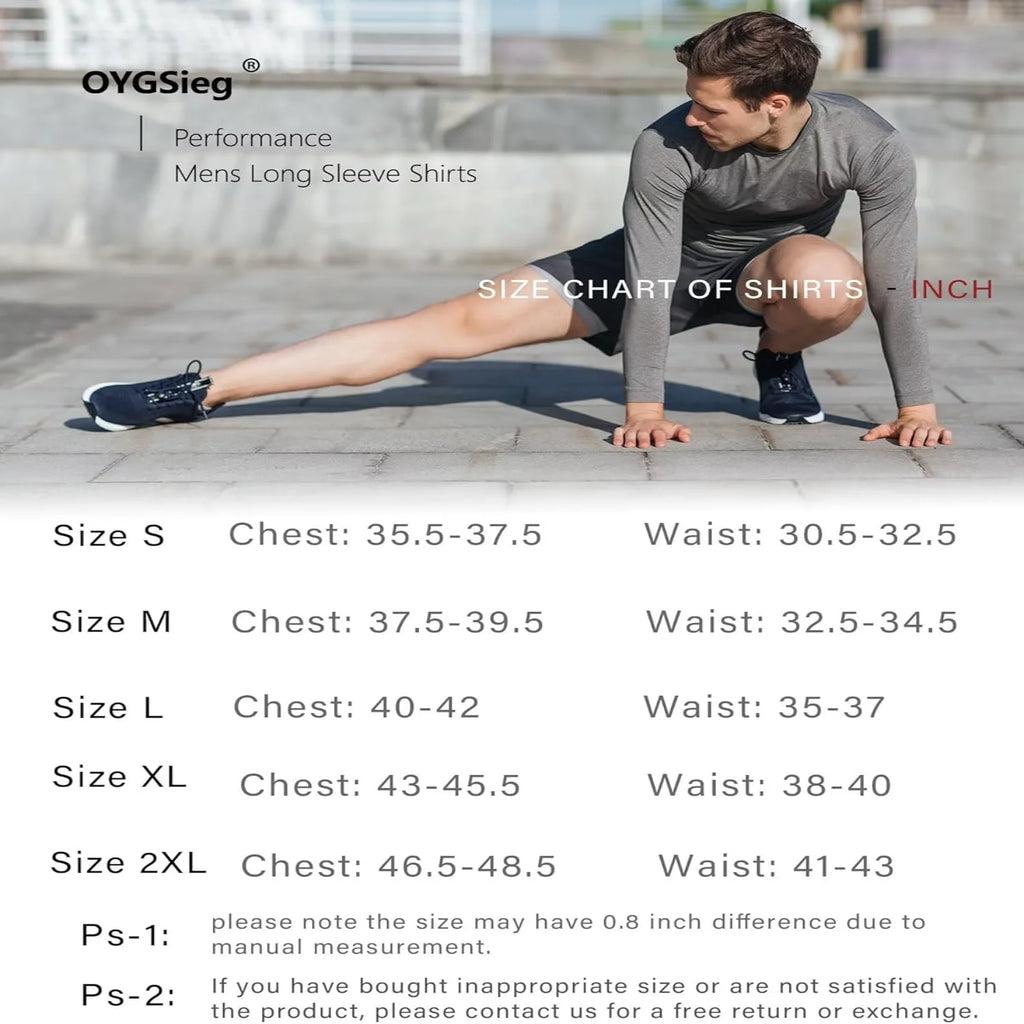 1 Pack Men's Quick Dry Long Sleeve Shirts Moisture Wicking  Protection UV UPF  Performance T-Shirt for Casual