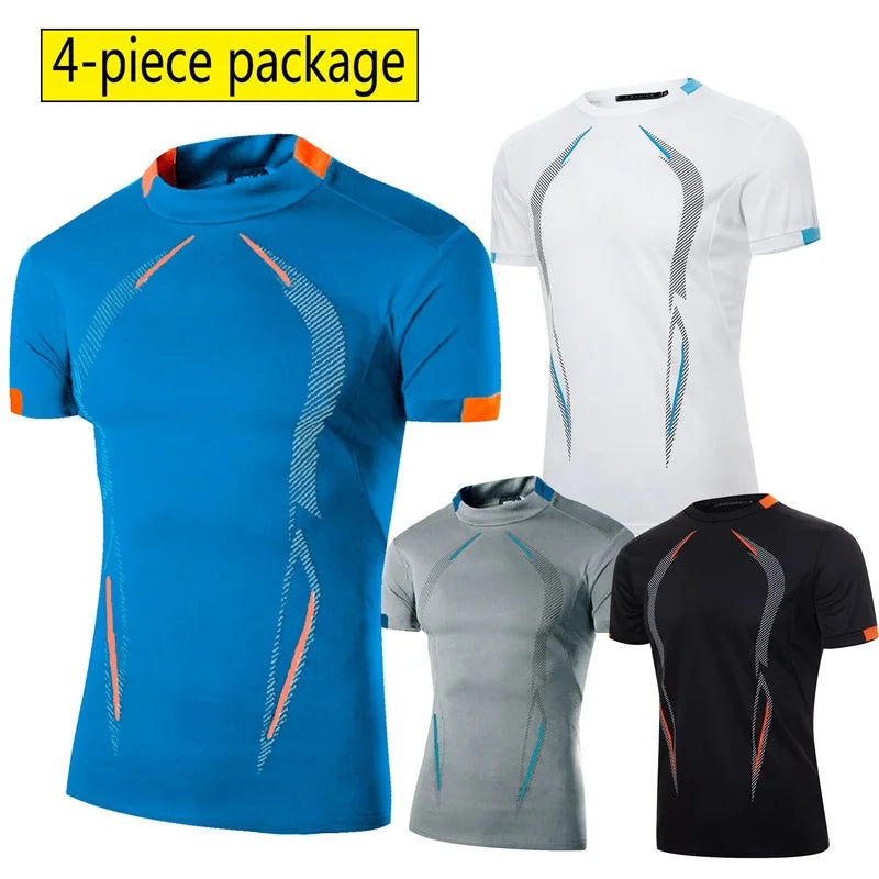 Men s Breathable Quick Dry T-Shirt with Stylish Print Short Sleeve Round Neck  Fit Sports Top in Plus Size