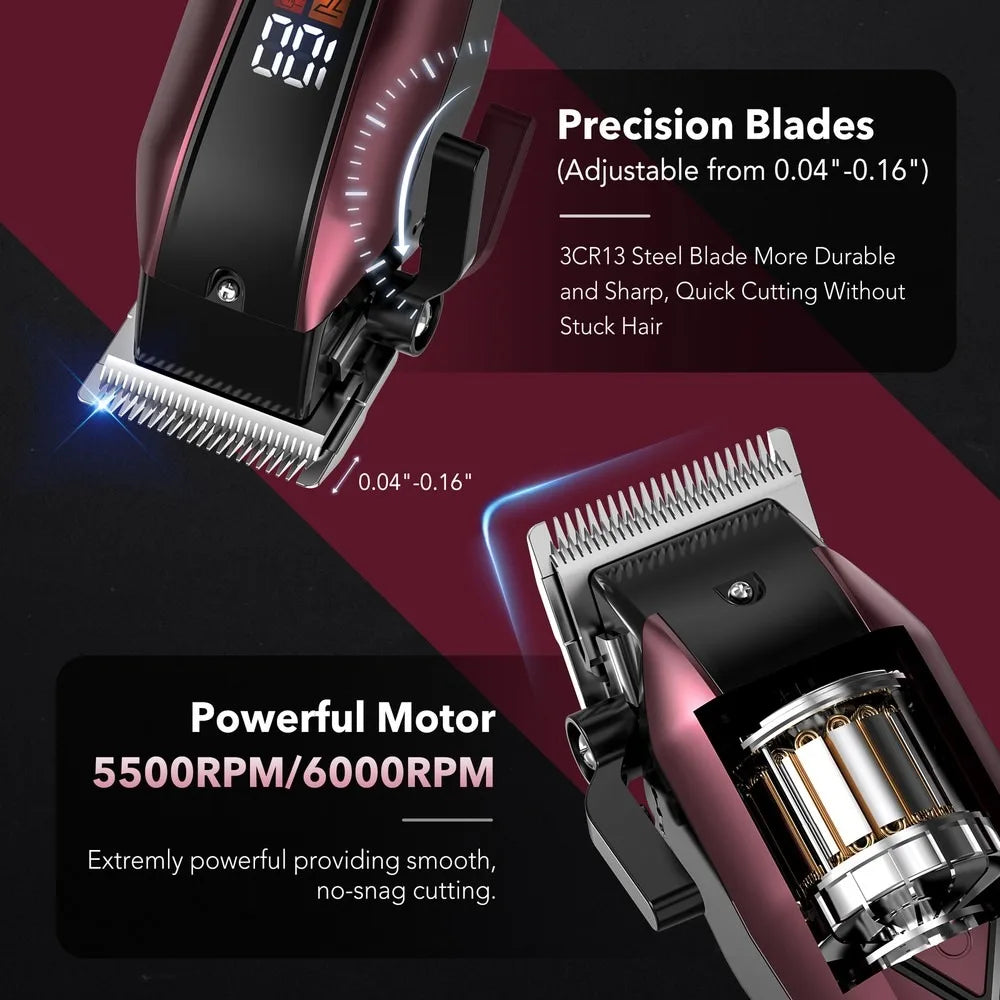 Sejoy Professional  Hair Clippers for Men Trimmers Set for Barber Cordles with LED Display Slick Hair Cut Self-Sharpening Blades