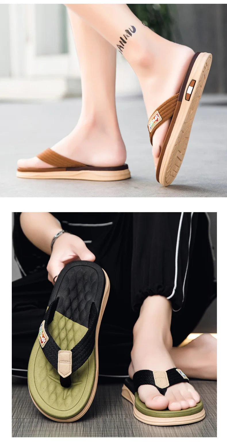 The 2025 new flip-flops for men are suitable for summer outdoor wear. They are anti-slip beach soft-soled flip-flops for men, wh