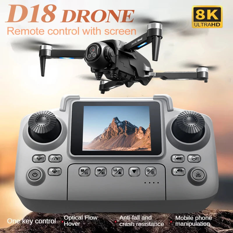 2025 New D18 Drone with 8K HD 150° Electric dual camera Angle Obstacle Avoidance Foldable Quadcopter for Aerial Photography Toy
