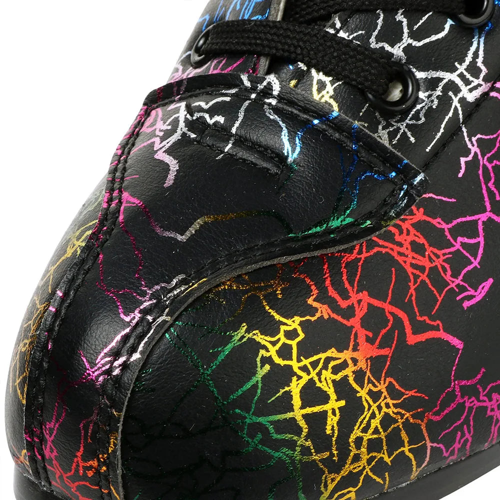 Unisex Roller Skates PU Leather Roller Skates Skating Shoes Zebra Printed Roller Skates Quad Skates Sneakers Flash Wheel Shoes