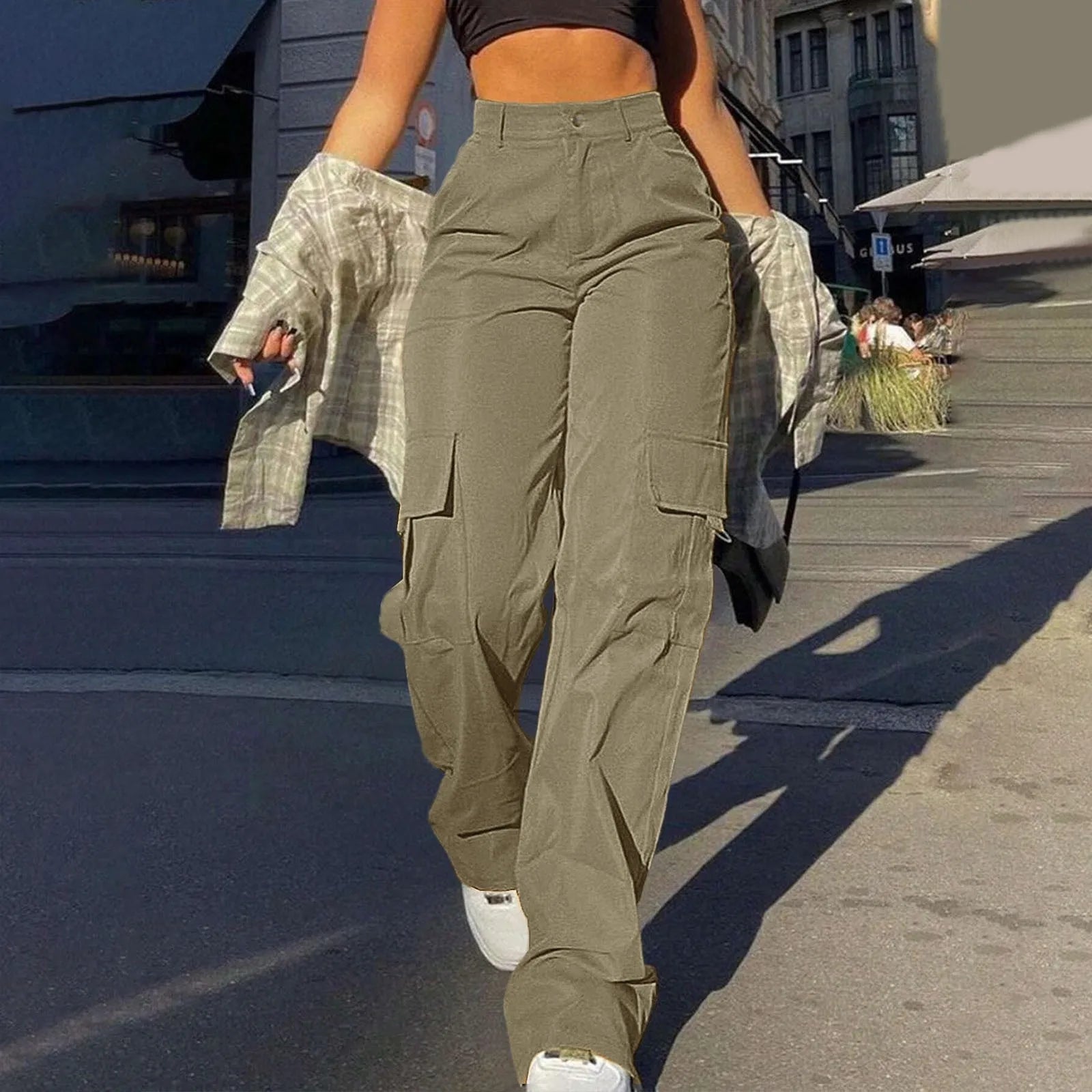 2024 Fashion Harajuku Cotton Linen Trousers Stretch Twill High Waisted Wide Leg Pants Casual Straight Leg Chino Y2k Clothes