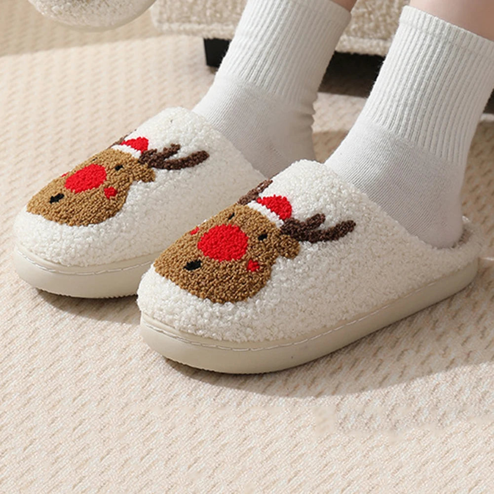 Christmas Deer Slippers Bedroom Slipper Women Men Plush Warm Slipper Women Fuzzy Fluffy Slippers for Winter for Christmas Gift