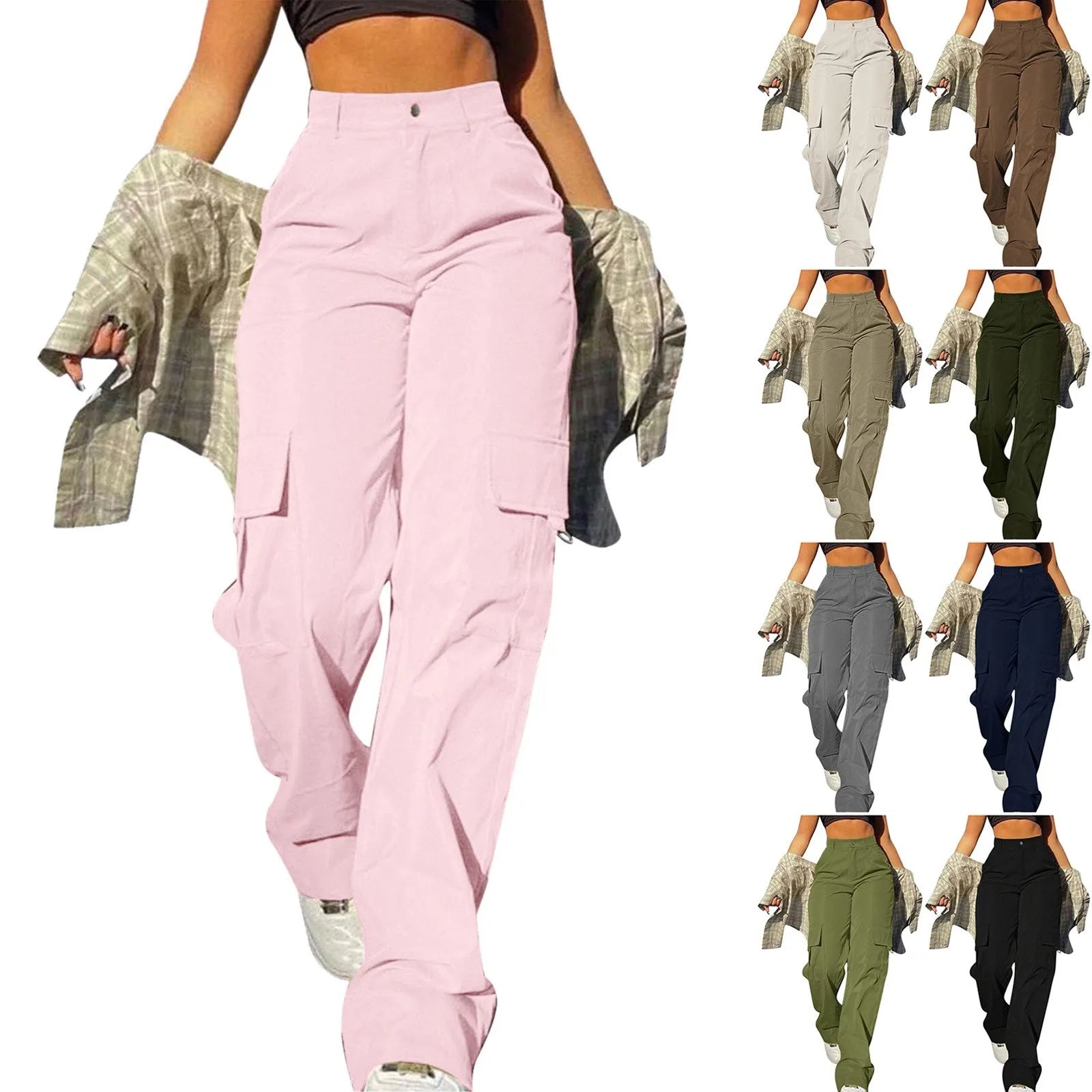 2024 Fashion Harajuku Cotton Linen Trousers Stretch Twill High Waisted Wide Leg Pants Casual Straight Leg Chino Y2k Clothes