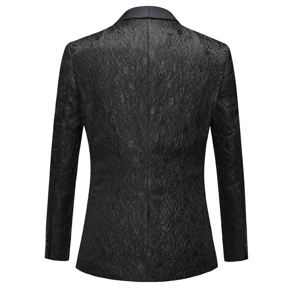 Men's Paisley Tuxedo Jacket One Button Dress Suit Jacket Floral Blazer for Dinner Party Prom Wedding