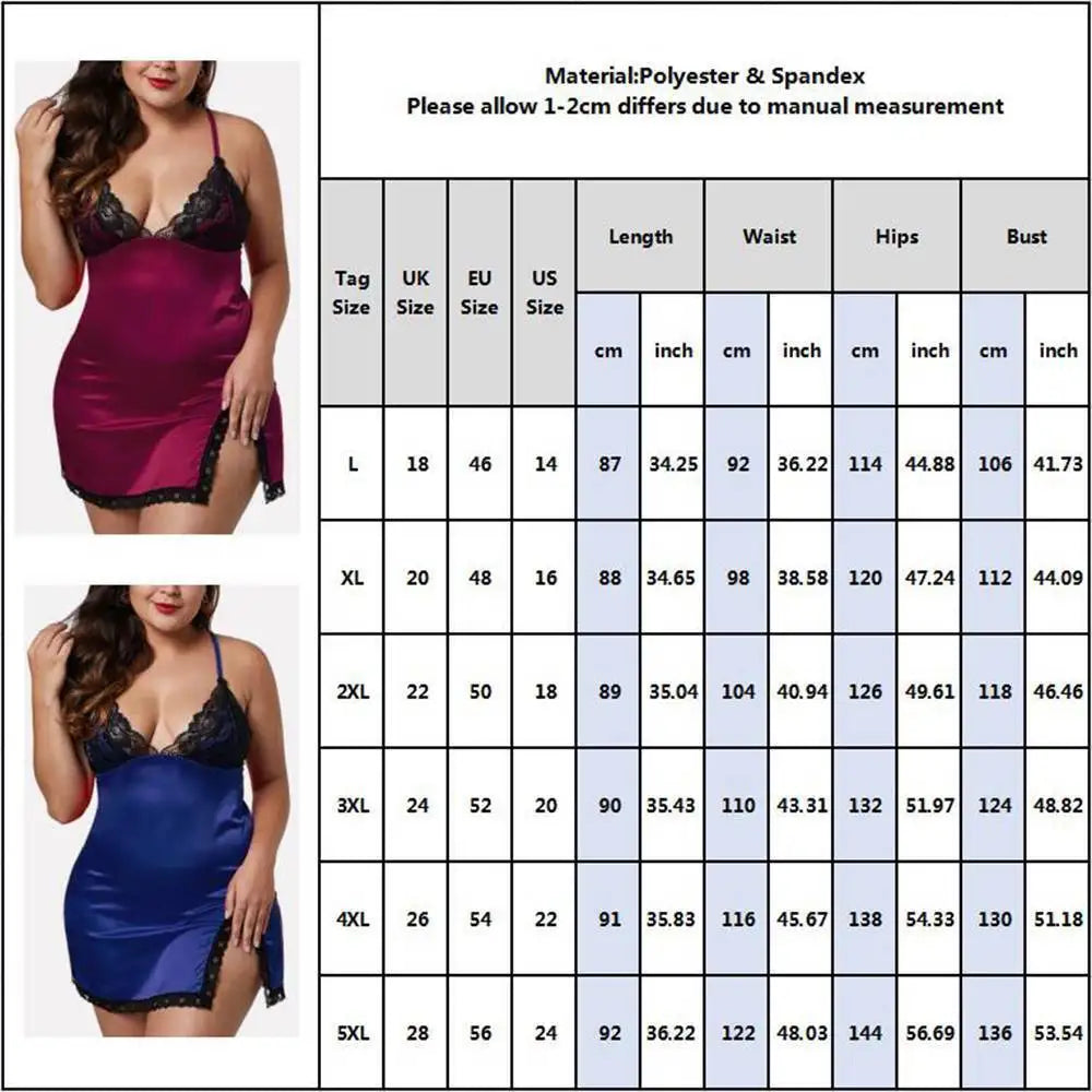 2023 Women's Babydoll Sexy Lace Nightdress Lingerie Sleepwear Nightwear Robe HIgh Quality Clothing Plus Size