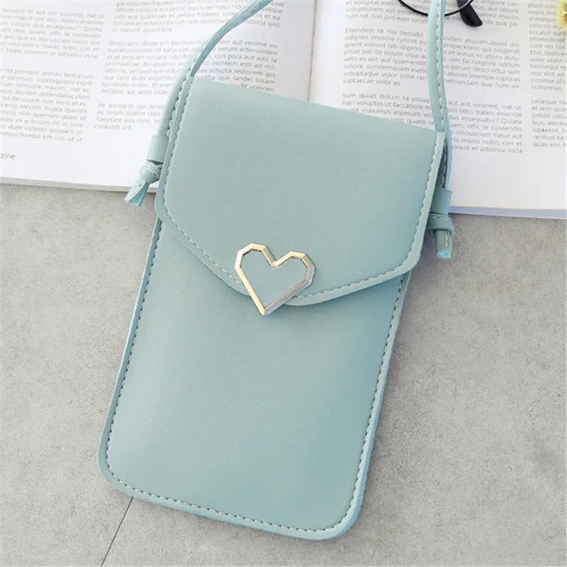 Transparent Touch Screen Cell Phone Purse Smartphone Wallet Shoulder Strap Handbag PU Leather Casual Crossbody Bags Women