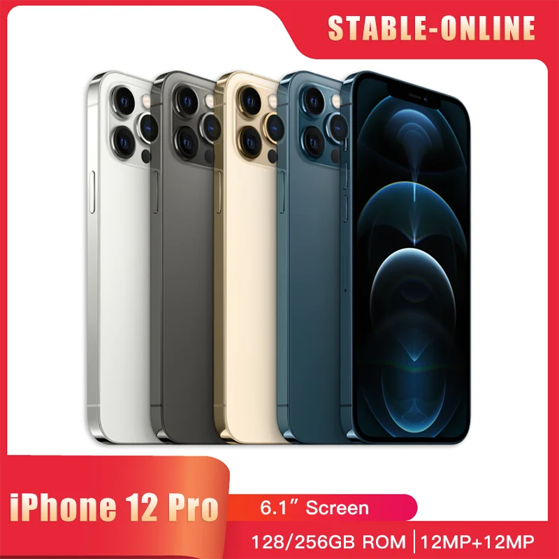 Apple iPhone 12 Pro 5G CellPhone 128GB/256GB/512GB ROM 6.1'' OLED Screen A14 Bionic Hexa-Core iOS Unlocked Mobile Phone