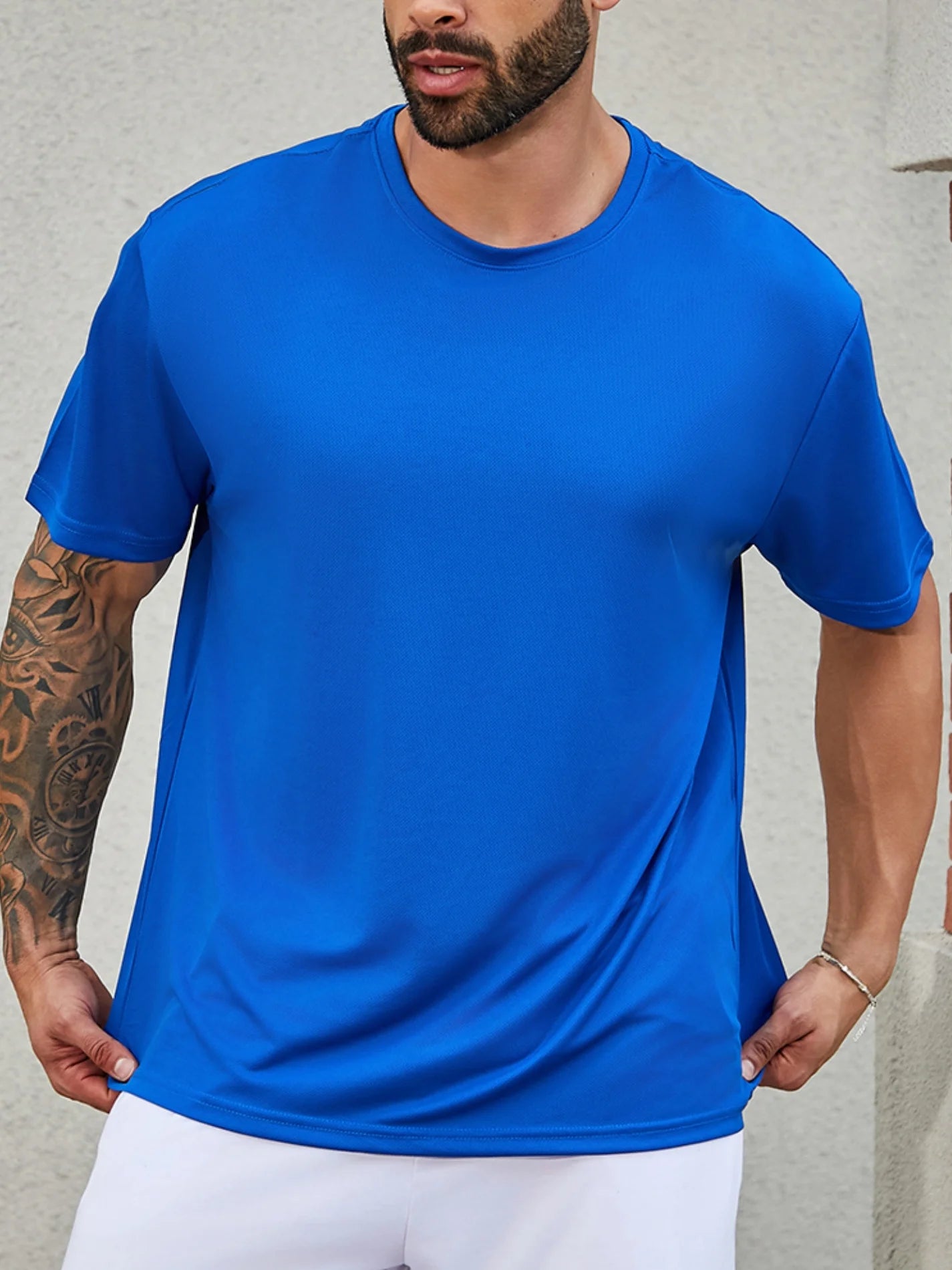 4-piece men's short sleeved T-shirt moisture wicking sun protection UV protection UPF SPF sports T-shirt casual style