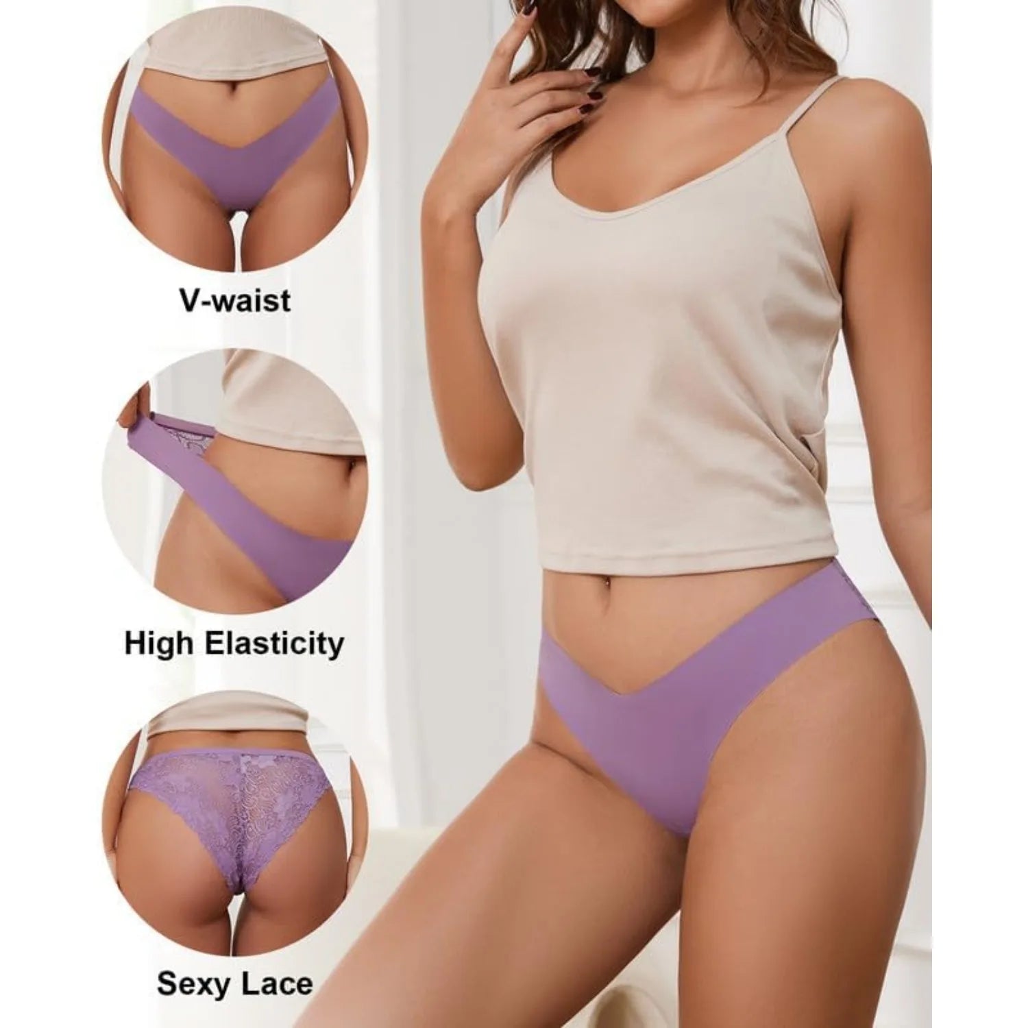 Sexy Cheeky Womens Underwear Comfortable Seamless Panties Luxurious Lace Bikini Briefs