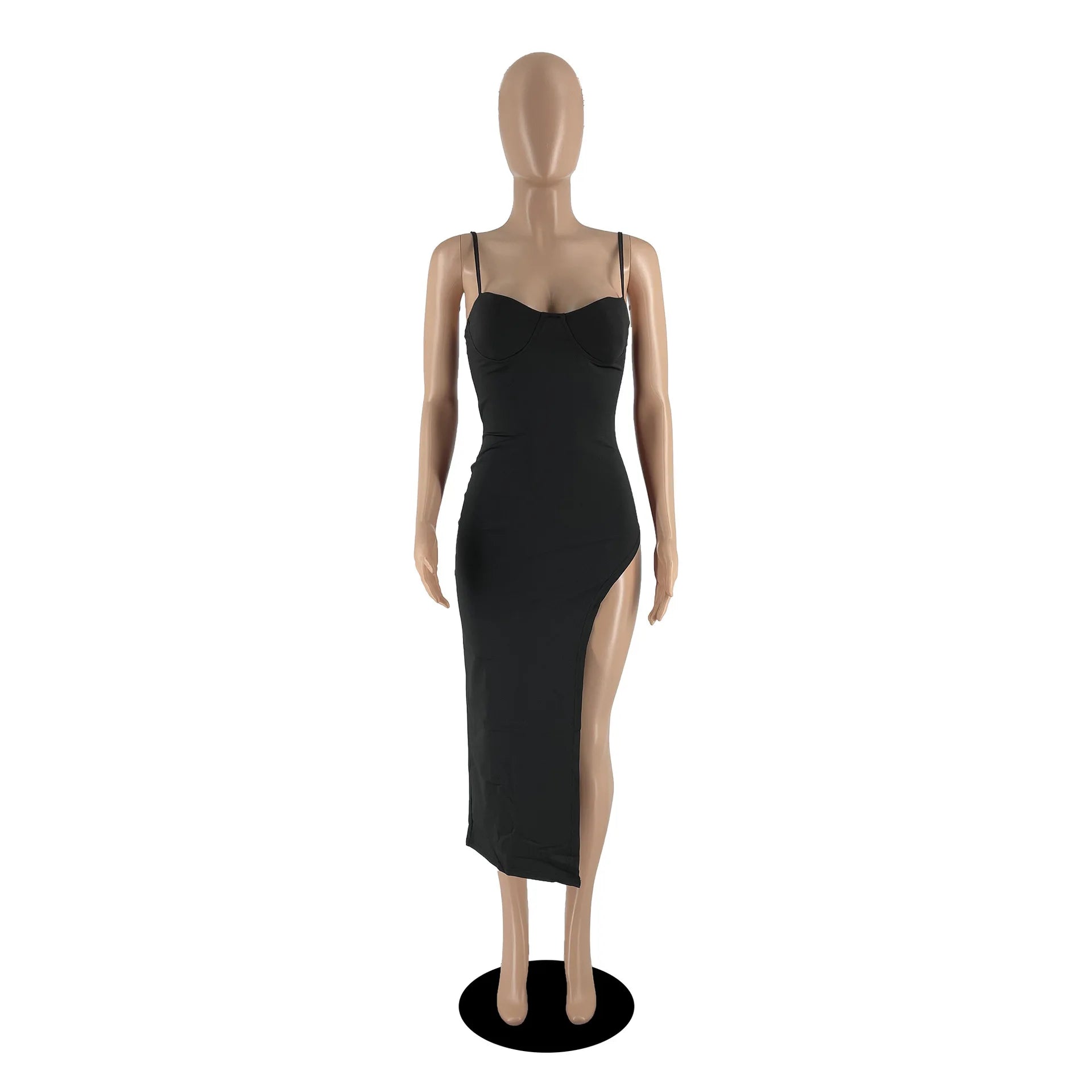 FAGADOER Sexy High Slit Bodycon Long Dress Women Solid Color Spaghetti Strap Backless Dresses Female Streetwear Vestidos 2025