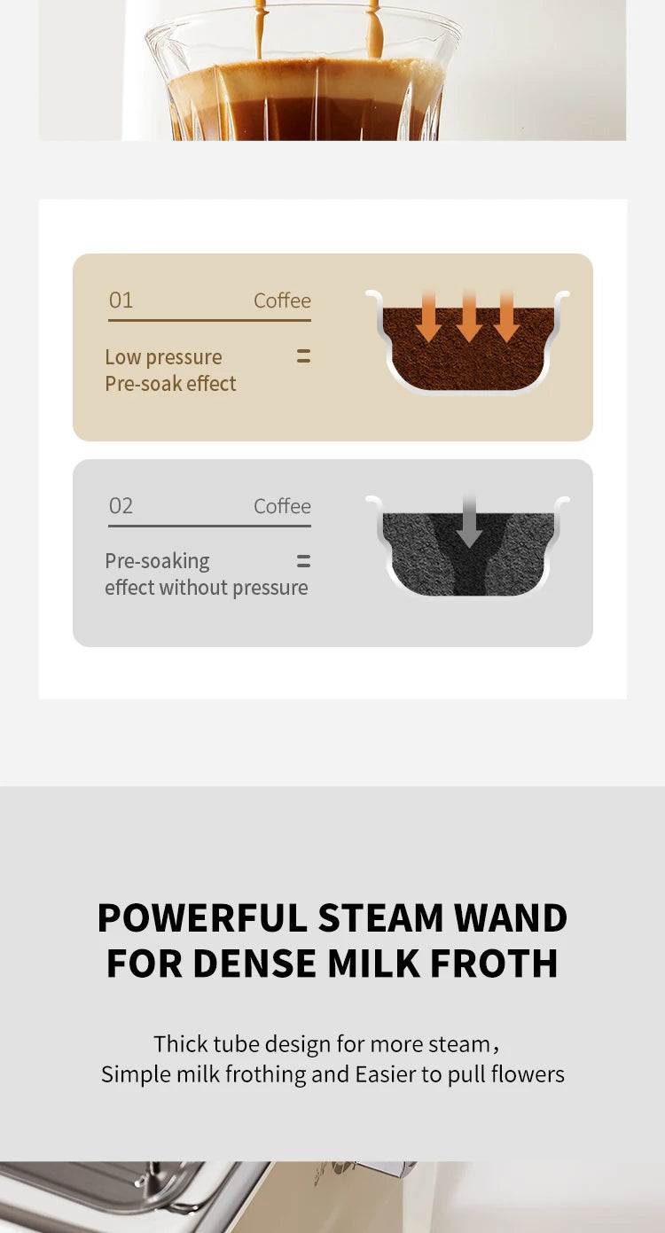20 Bar Electric Coffee Machine Italian Semi-automatic Professional Expresso Coffee Maker Office Small Coffee Machines 220V