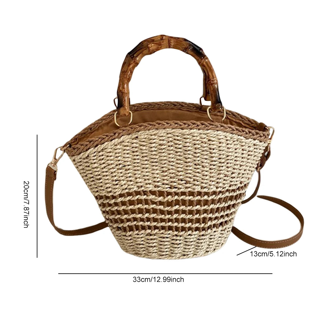 Casual Summer Beach Bag Women Straw Hobo Bag Large Woven Shoulder Bag Clutch Purse for Travel Vacation Shopping