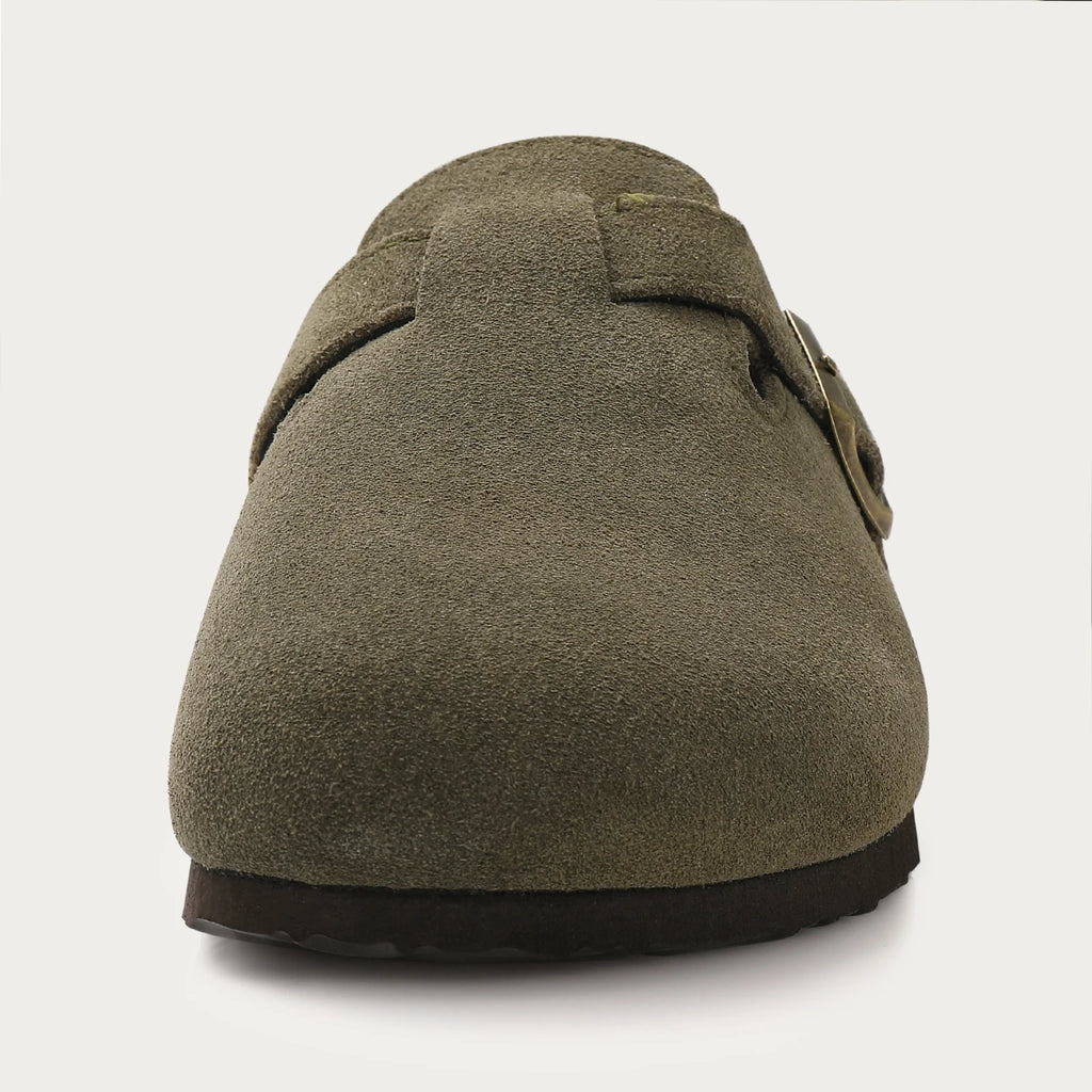 Fashion Women's Suede Mules Slippers Men Clogs Cork Insole Sandals With Arch Support Outdoor Beach Slides Home Shoes