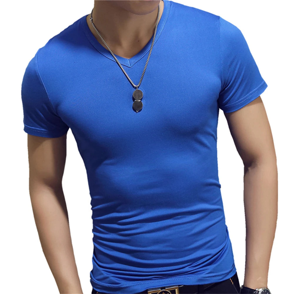 7 Colors Slim Man's T-shirt Short Sleeve Streetwear Gym Clothing Tee Top Plain Running Shirt Camiseta Masculina Tee Shirt Homme