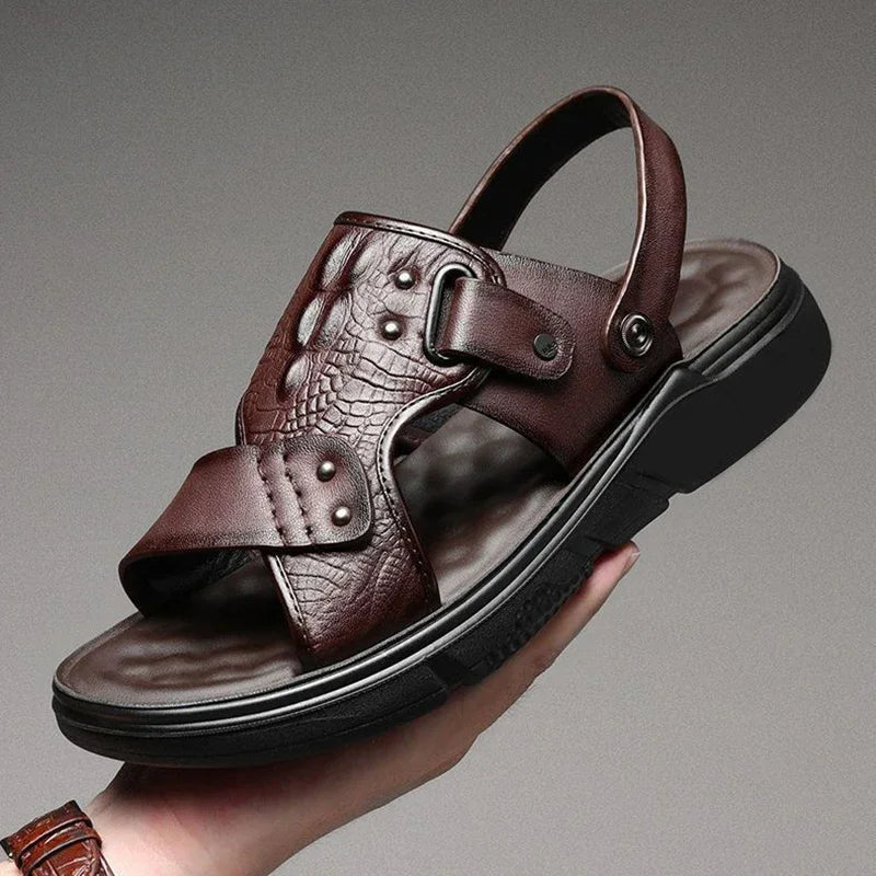 Big Size Men Leather Sandals Summer Classic Men Shoes Slippers Soft Sandals Men Roman Comfortable Outdoor Walking Footwear