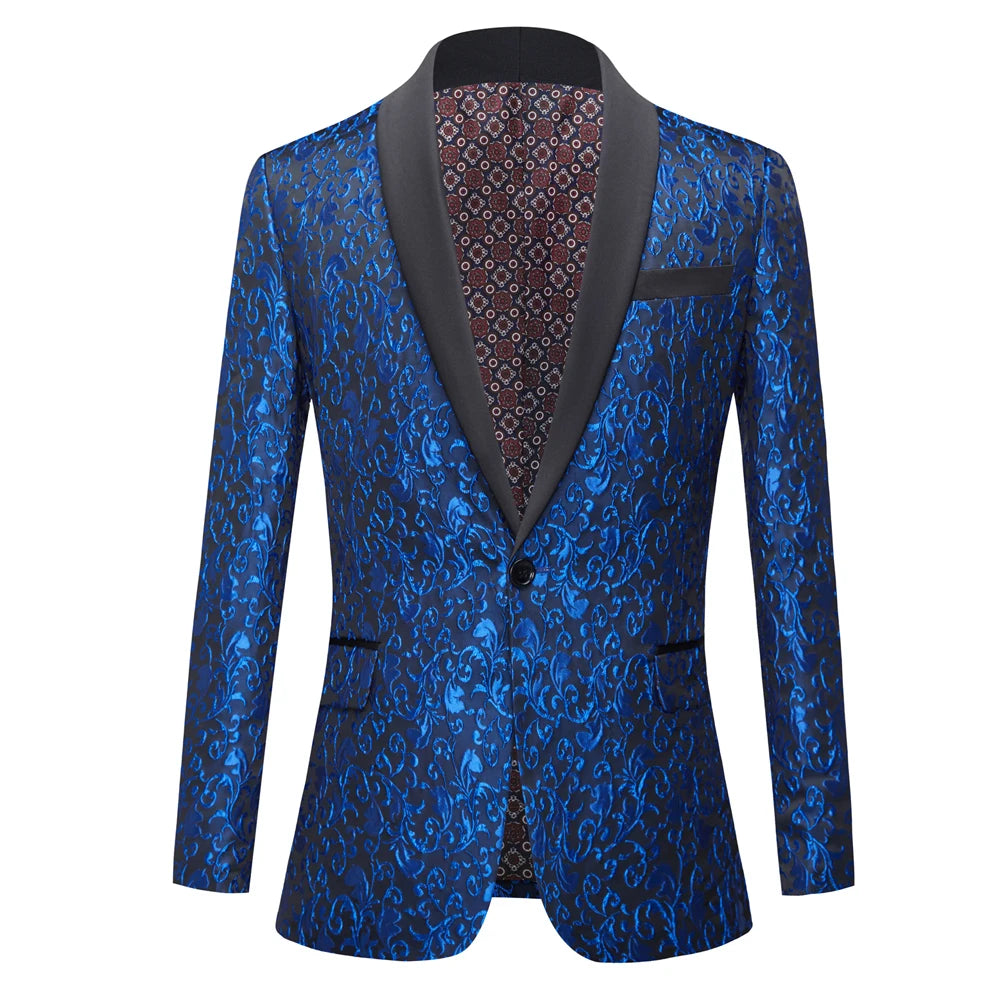 Men's Paisley Tuxedo Jacket One Button Dress Suit Jacket Floral Blazer for Dinner Party Prom Wedding
