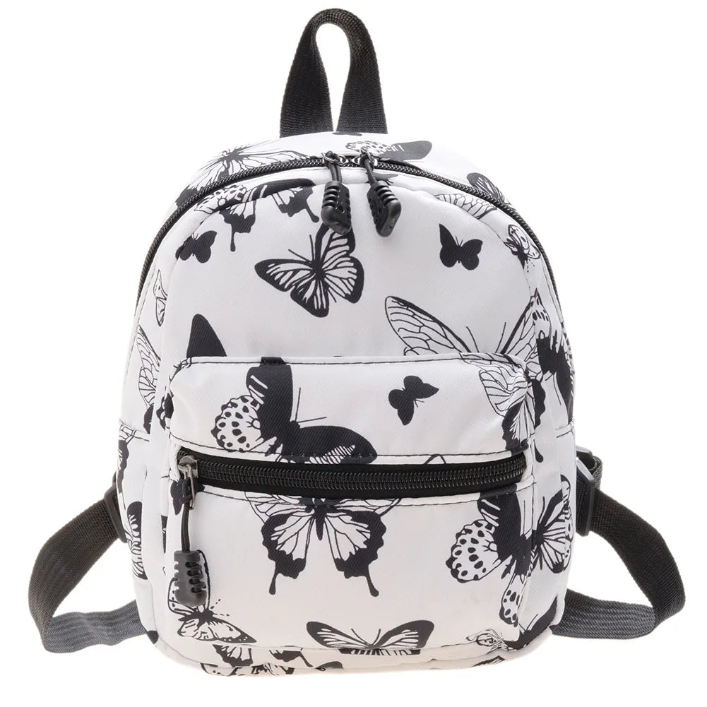 Women Zebra Leopard Cow Print Backpacks Nylon Shoulder Bag Students High School Small Book Bag Female Mini Rucksack mochila