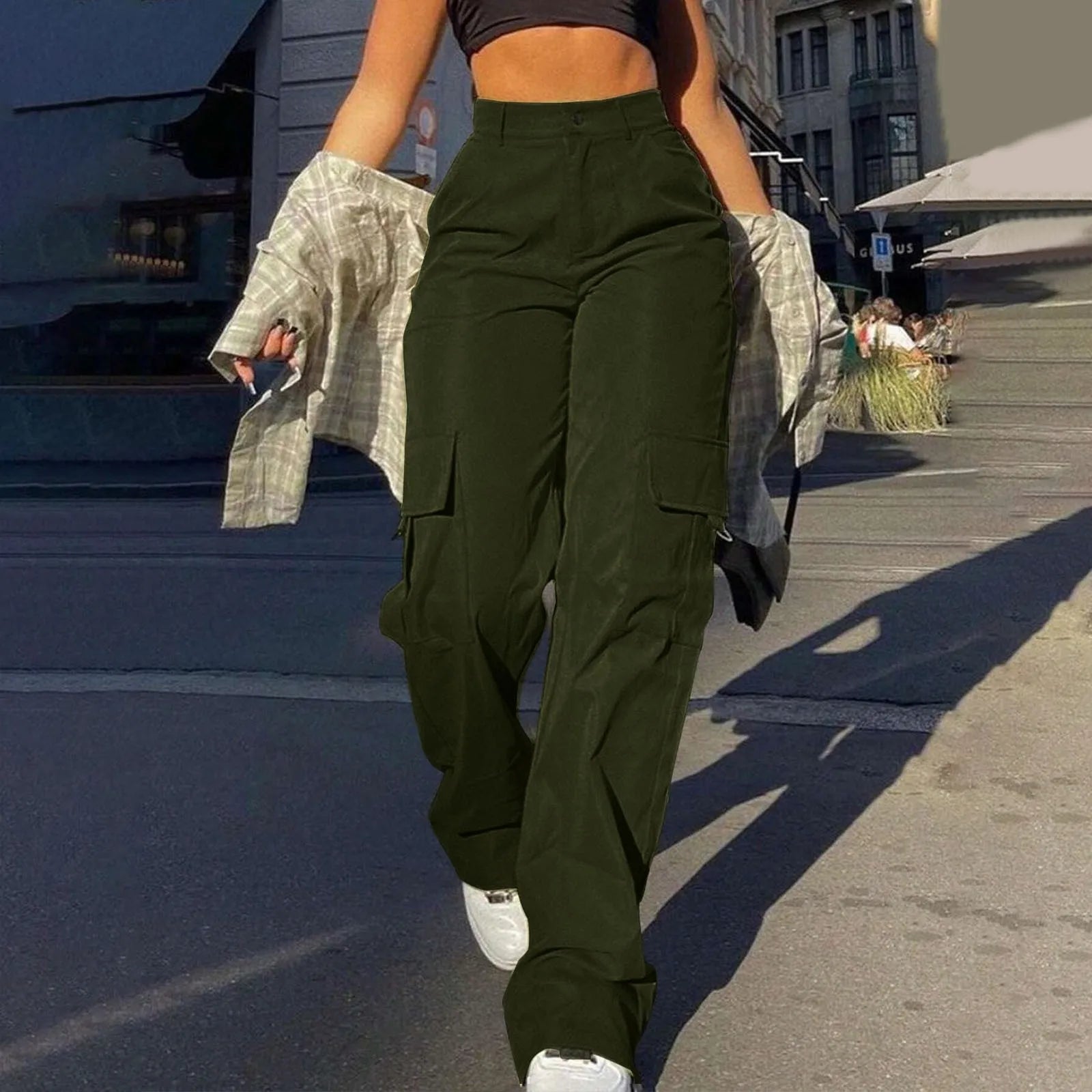 2024 Fashion Harajuku Cotton Linen Trousers Stretch Twill High Waisted Wide Leg Pants Casual Straight Leg Chino Y2k Clothes