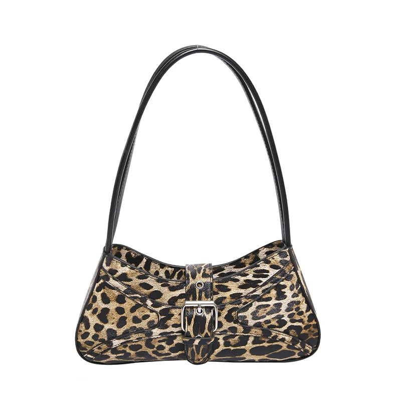 Underarm Bag PU Leather Shoulder Bag for Women Leopard Print Handbag Clutch Purse Work Shopping Bag