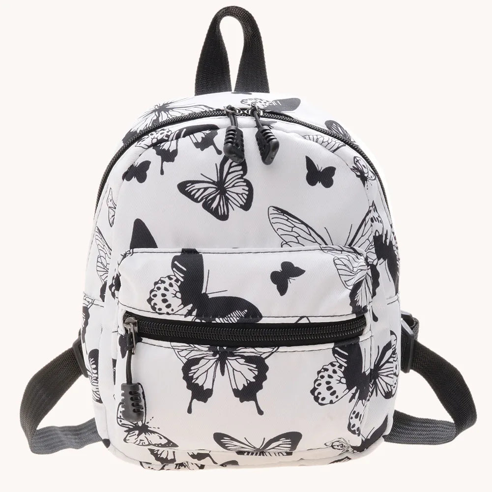 Women Zebra Leopard Cow Print Backpacks Nylon Shoulder Bag Students High School Small Book Bag Female Mini Rucksack mochila