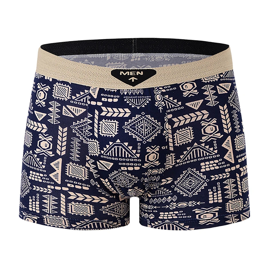 5 Pcs Fashionable And Versatile Printed Underwear For Men In All Seasons Comfortable Plus Size Youth Boxer Shorts Casual Shorts