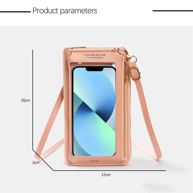 Women Crossbody Bags Touch Screen Cell Phone Purse 2023 Fashion Shoulder Bag Mobile Mini Wallet Card Holder Handbag for Female