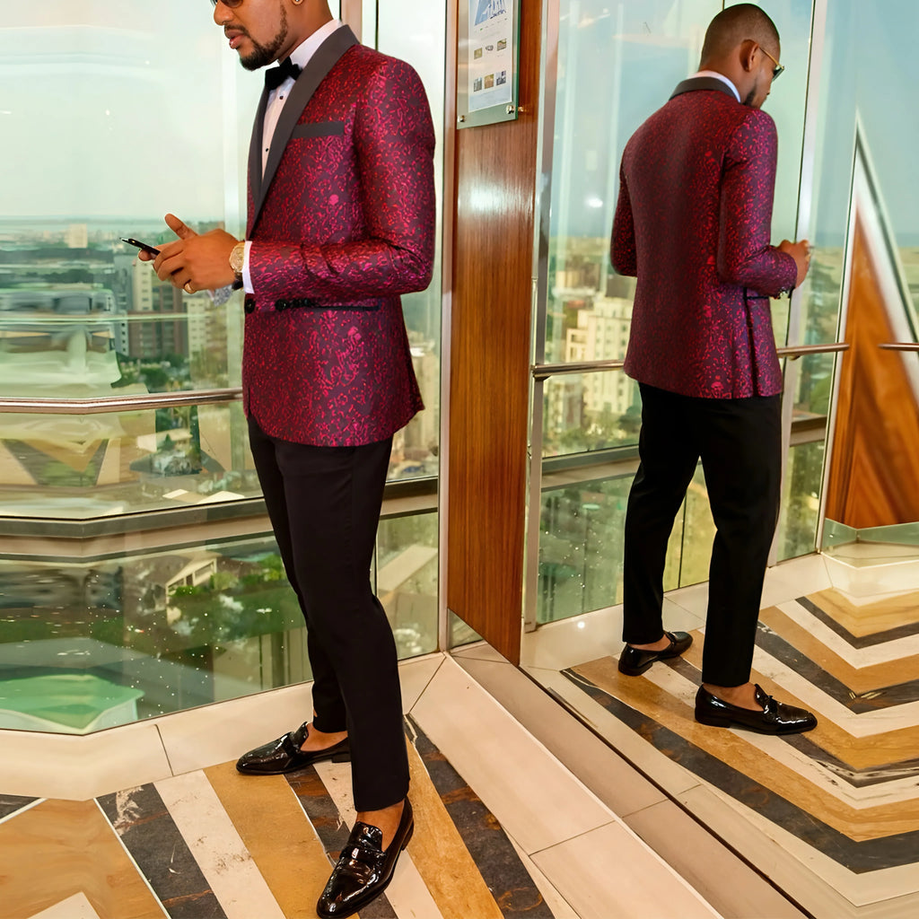 Men's Paisley Tuxedo Jacket One Button Dress Suit Jacket Floral Blazer for Dinner Party Prom Wedding