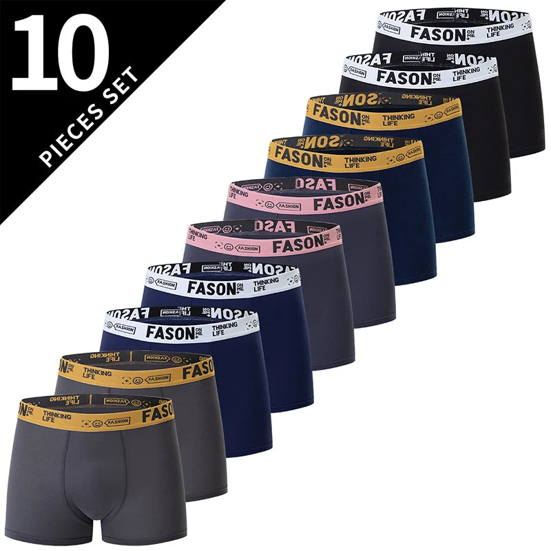 4/10 Piece Men's Black Fashionable Sexy Simple Underwear Boxer Shorts Plus Size Comfortable Versatile Casual Sports Beach Shorts