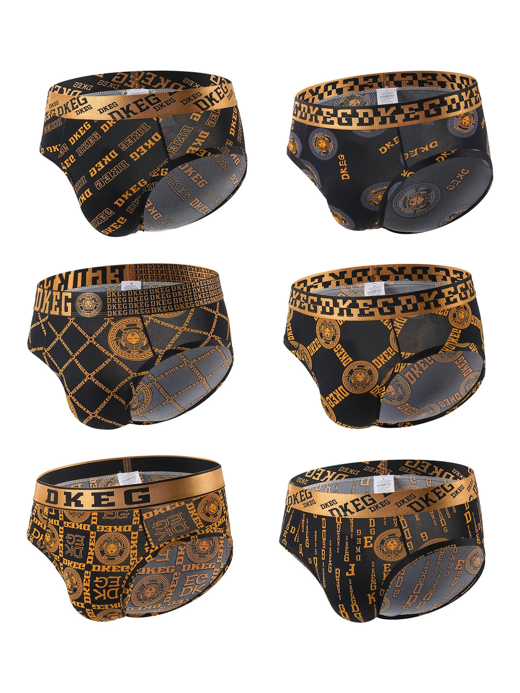 Light Luxury Gold Belt Men's ice silk briefs summer thin anti-bacterial crotch shorts head 6 combination