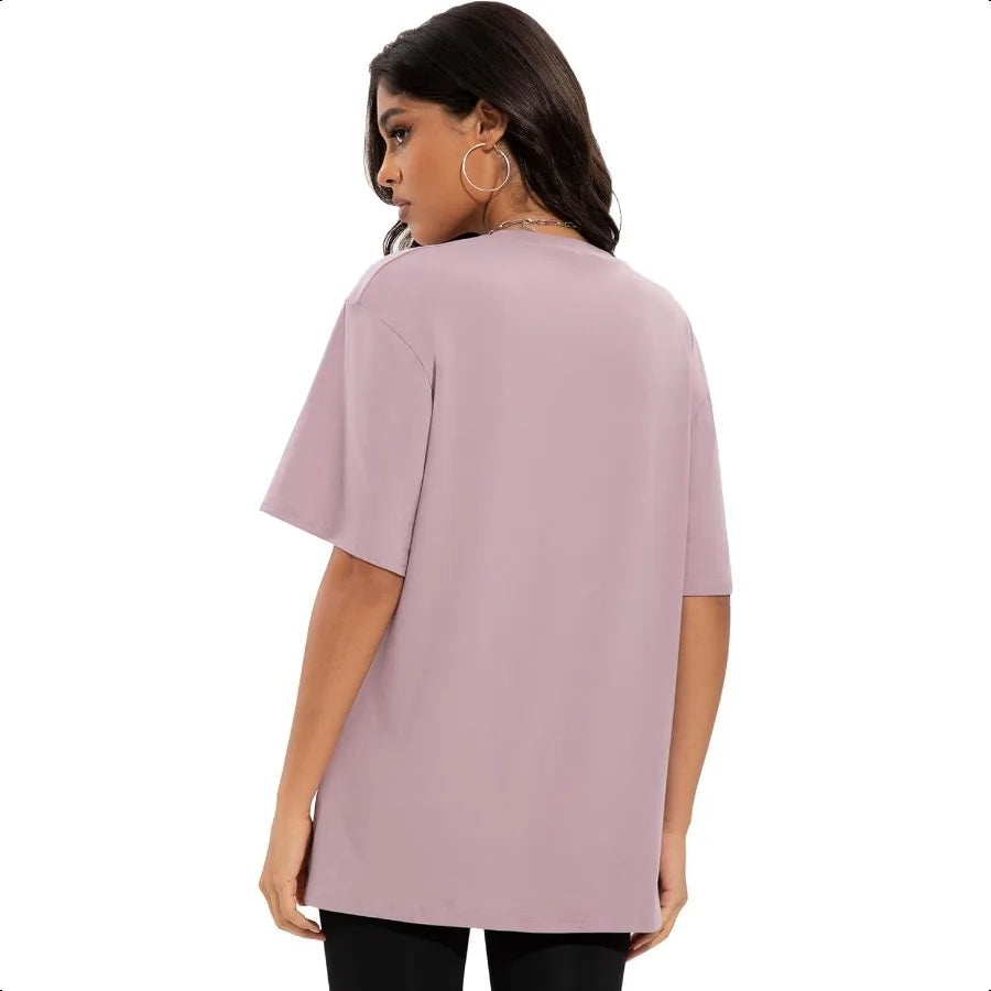 4 Pack Oversized Tshirts for Women Loose Fit Crew Neck Summer Baggy Tops Workout Tees Plus Size T Shirts