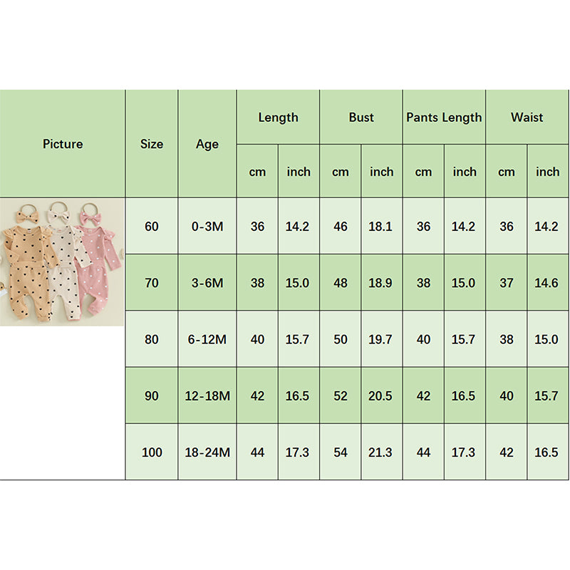 2023-09-12 Lioraitiin Infant Baby Girl Clothes Set Waffle Knit Heart Long Sleeve Romper Pants Headband Suit Outfits Fall Clothes