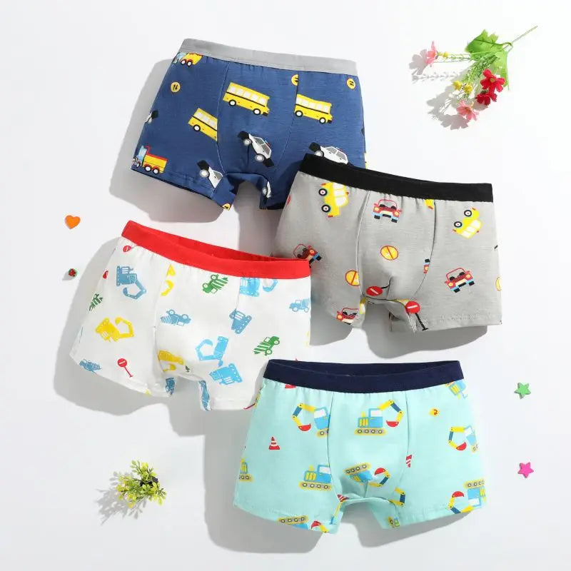 4/8 pcs Boys Boxer sets Briefs Kids Cotton Underwear Baby Underpants Teenager Cartoon Dinosaur Print Soft Children Panties 2-15Y