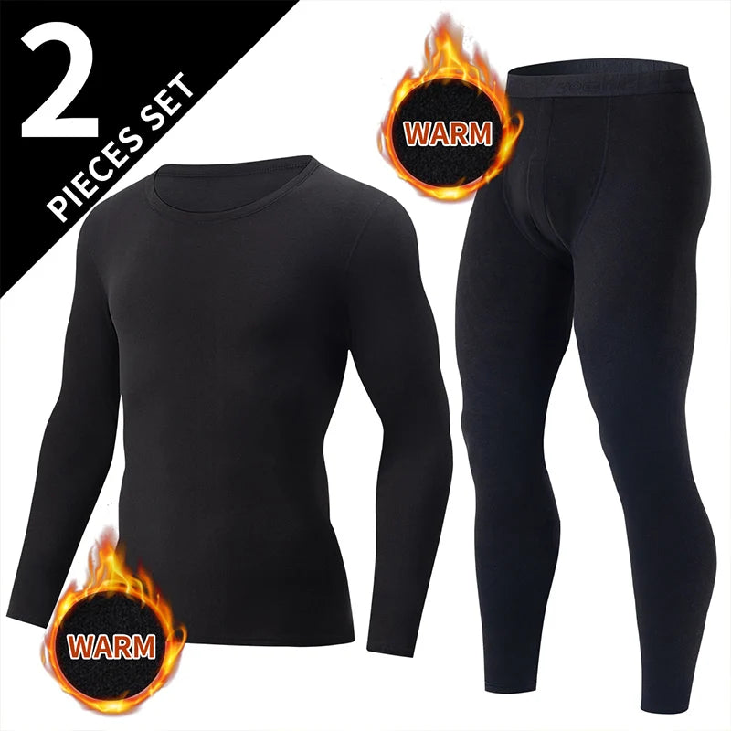 1/2/4-Piece Men's Fall/Winter Thermal Underwear Fashion Joker Long-sleeved Trousers Home Suit Youth Sports Elastic Waist Pants