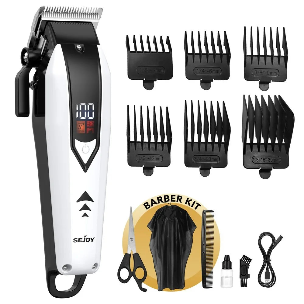 Sejoy Professional  Hair Clippers for Men Trimmers Set for Barber Cordles with LED Display Slick Hair Cut Self-Sharpening Blades