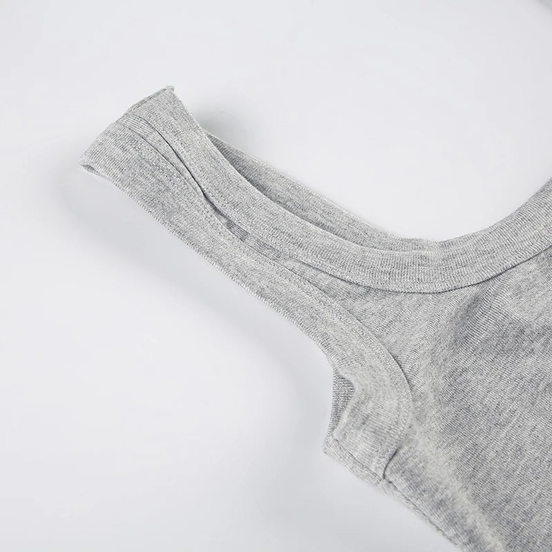 BIIKPIIK Solid Square Collar Women Rompers Casual Sleeveless Knit Playsuits Sporty Jogging Slim Fit Overalls Body-shaping Summer