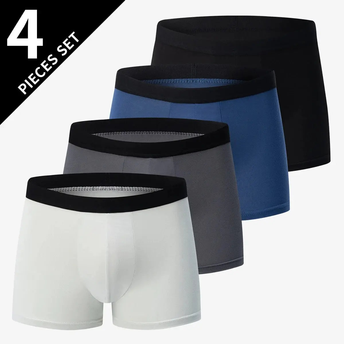 4 pieces European and American MEN'S Solid Color Boxer Underwear Comfortable Swimming Trunks Oversized Juvenile Boxer Underwear