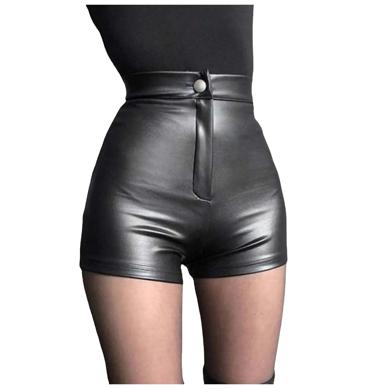 Black Pu Leather Shorts High Waist Sexy Legging Pants Female Casual Faux Leather Sexy Temperament Slim Fit Look Thin Bottoms