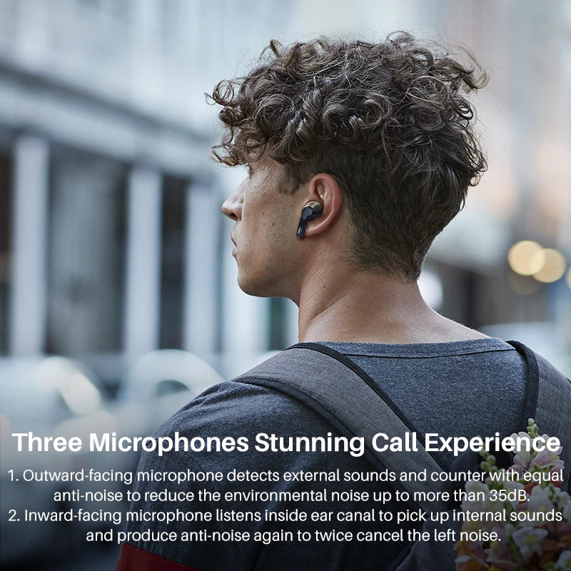 Refurbished TOZO NC2 ANC In Ear Earphones Wireless Earbuds With Mics Noise Cancelling 35dB HiFi Stereo Deep Bass Touch Control