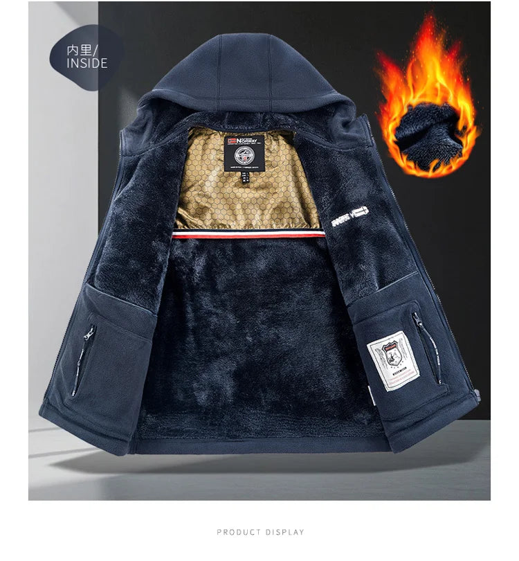 Maxbarley Brand Winter Fleece Jacket Men Casual Thickened Wool Coat Athleisure Design Warm Fashion Hooded Jackets Snow Ski Suit