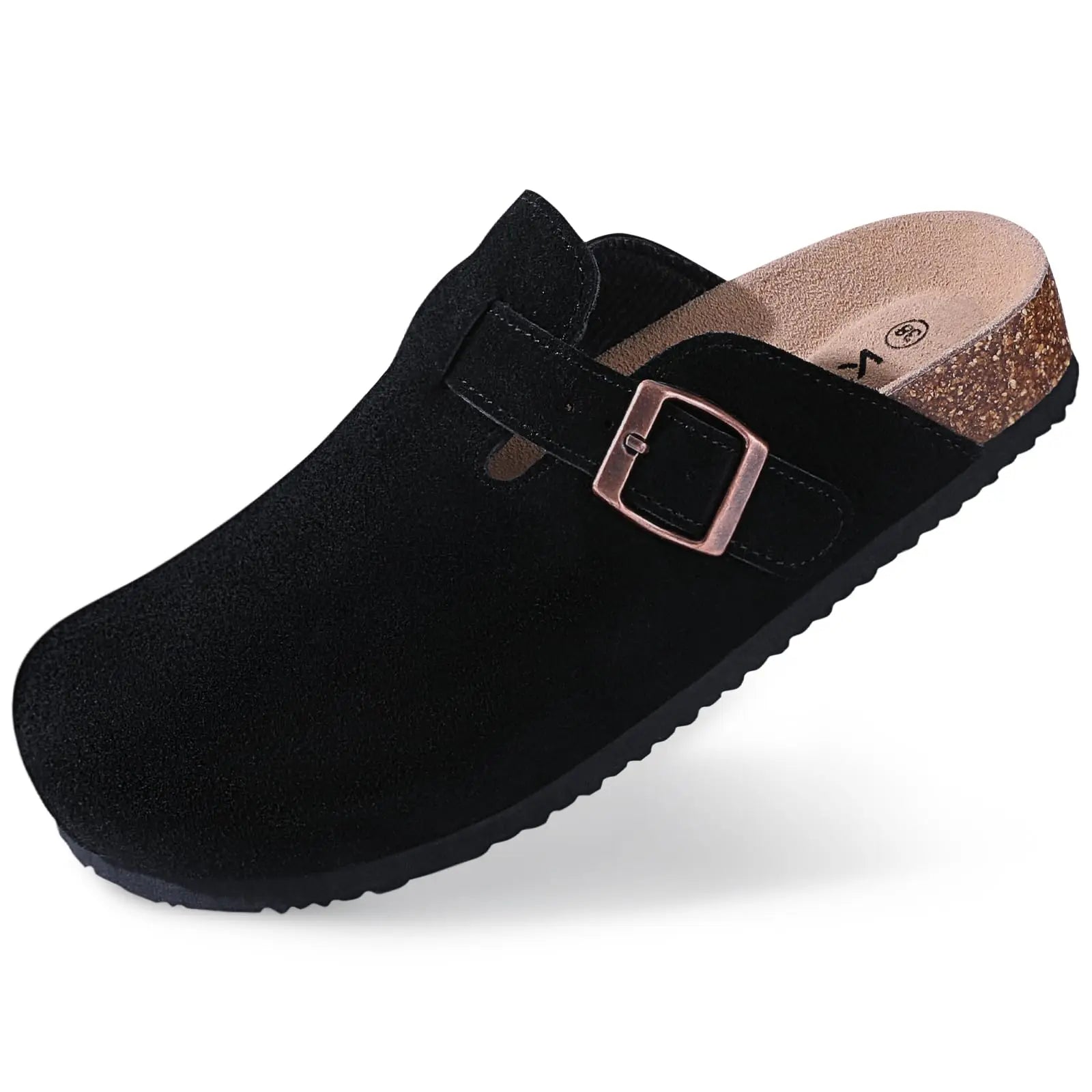 Comwarm Fashion Men's Suede Mules Slippers New Women Clogs Cork Insole Sandals With Arch Support Outdoor Beach Slides Home Shoes
