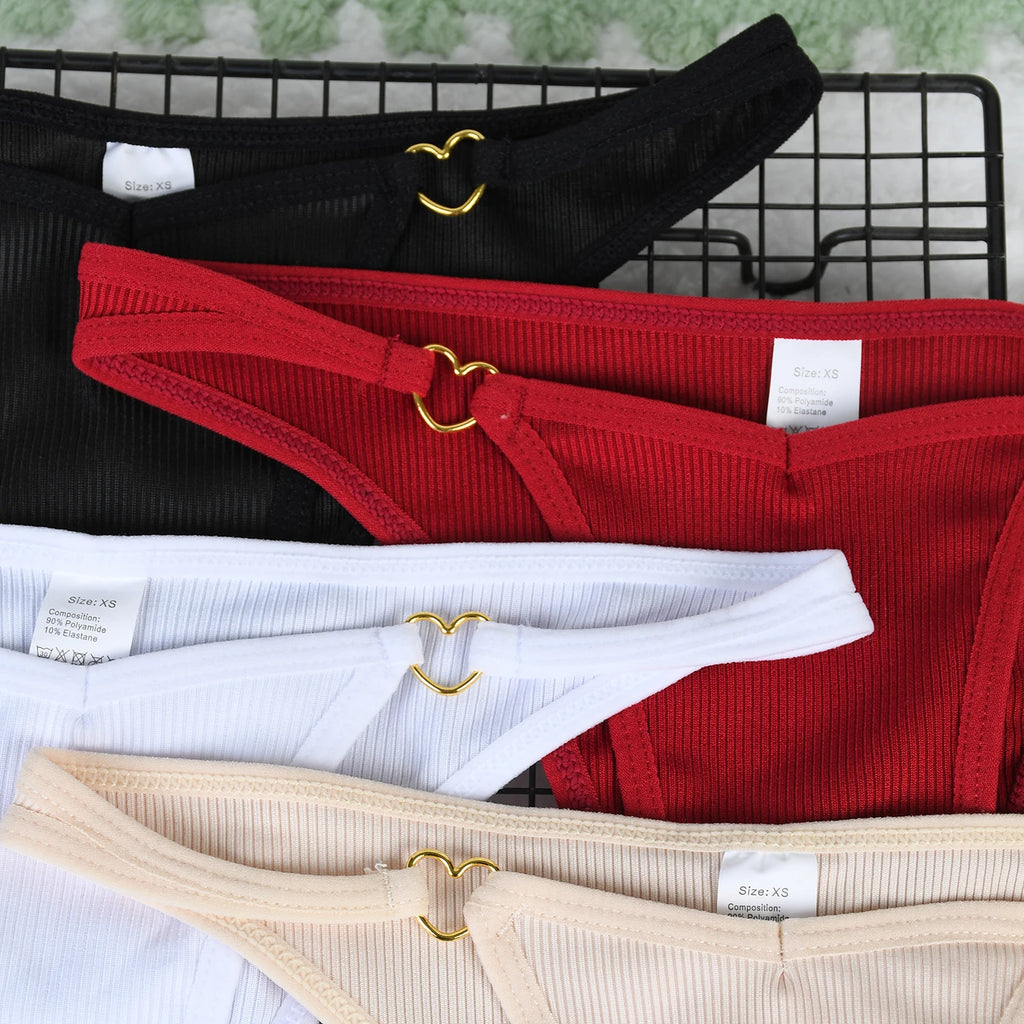 7Pcs Soft Women's Thong Cotton Underwear Set Ribbed Sexy Low-rise Seamless Underwear Breathable And Comfortable