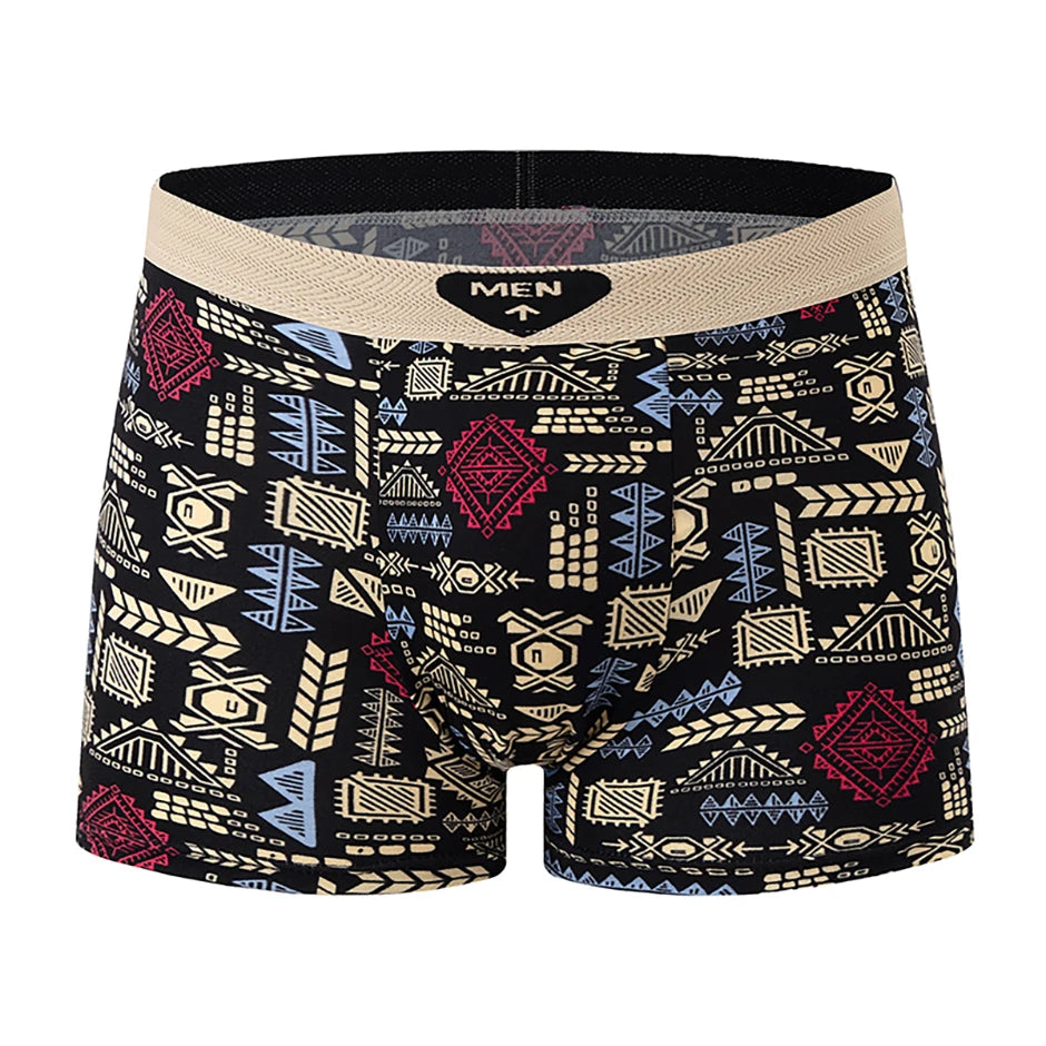 5 Pcs Fashionable And Versatile Printed Underwear For Men In All Seasons Comfortable Plus Size Youth Boxer Shorts Casual Shorts