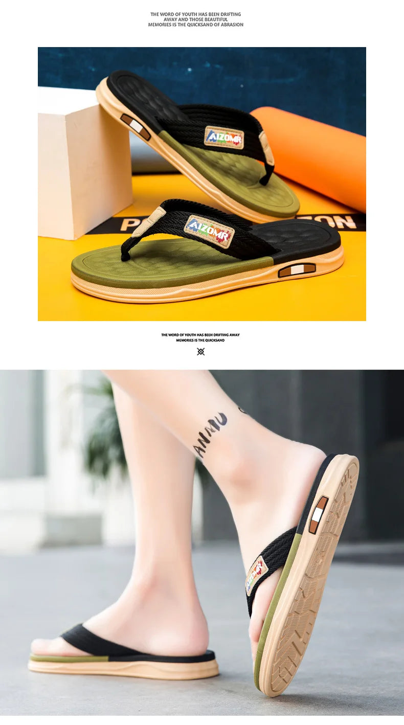 The 2025 new flip-flops for men are suitable for summer outdoor wear. They are anti-slip beach soft-soled flip-flops for men, wh