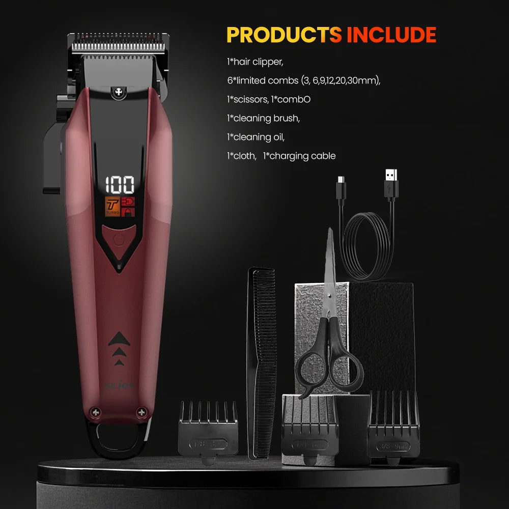 Sejoy Professional  Hair Clippers for Men Trimmers Set for Barber Cordles with LED Display Slick Hair Cut Self-Sharpening Blades