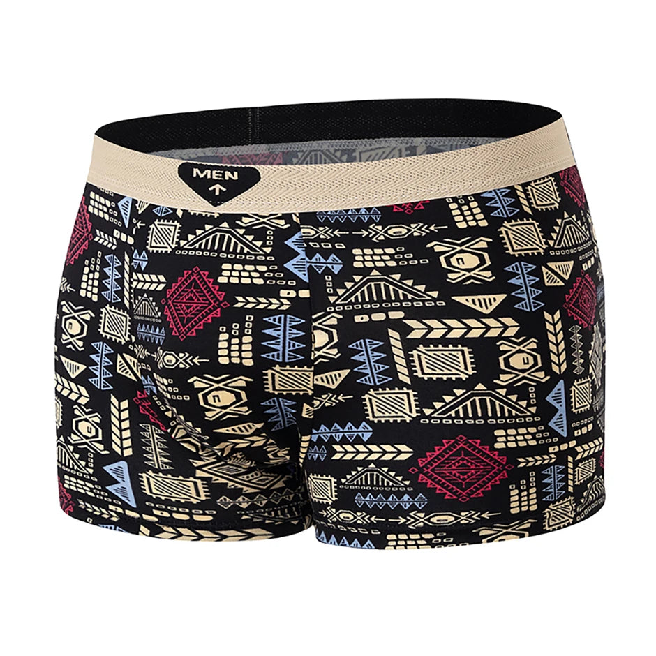 5 Pcs Fashionable And Versatile Printed Underwear For Men In All Seasons Comfortable Plus Size Youth Boxer Shorts Casual Shorts